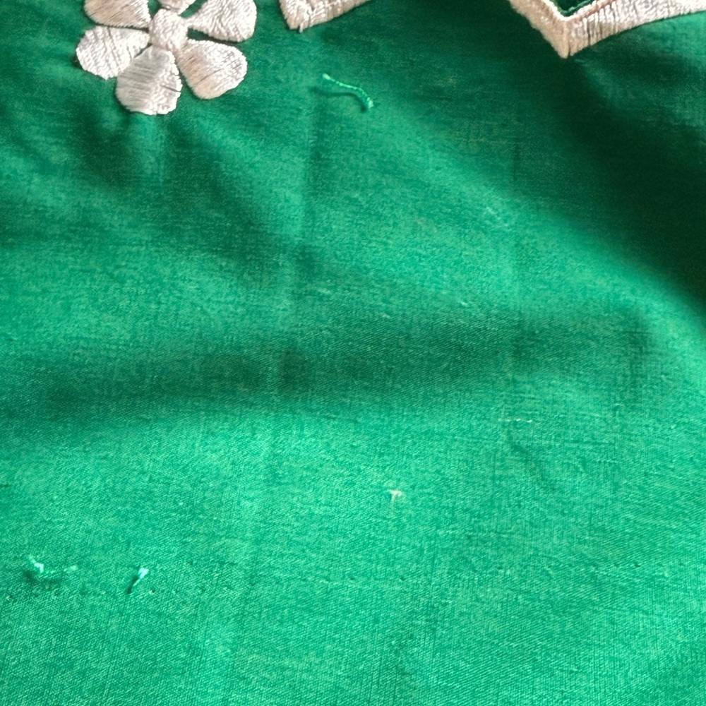 Veloso's Gift Shop NWT Vintage Green Kaftan w/ White Embroidery Coverup Dress OS - Picture 14 of 14